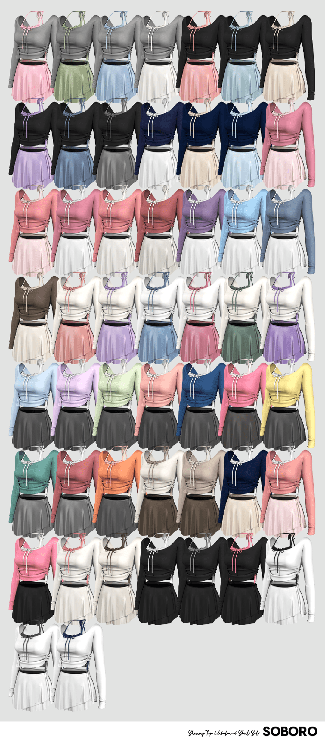 Галерея мода Комплект Shirring Top Unbalanced Skirt #2